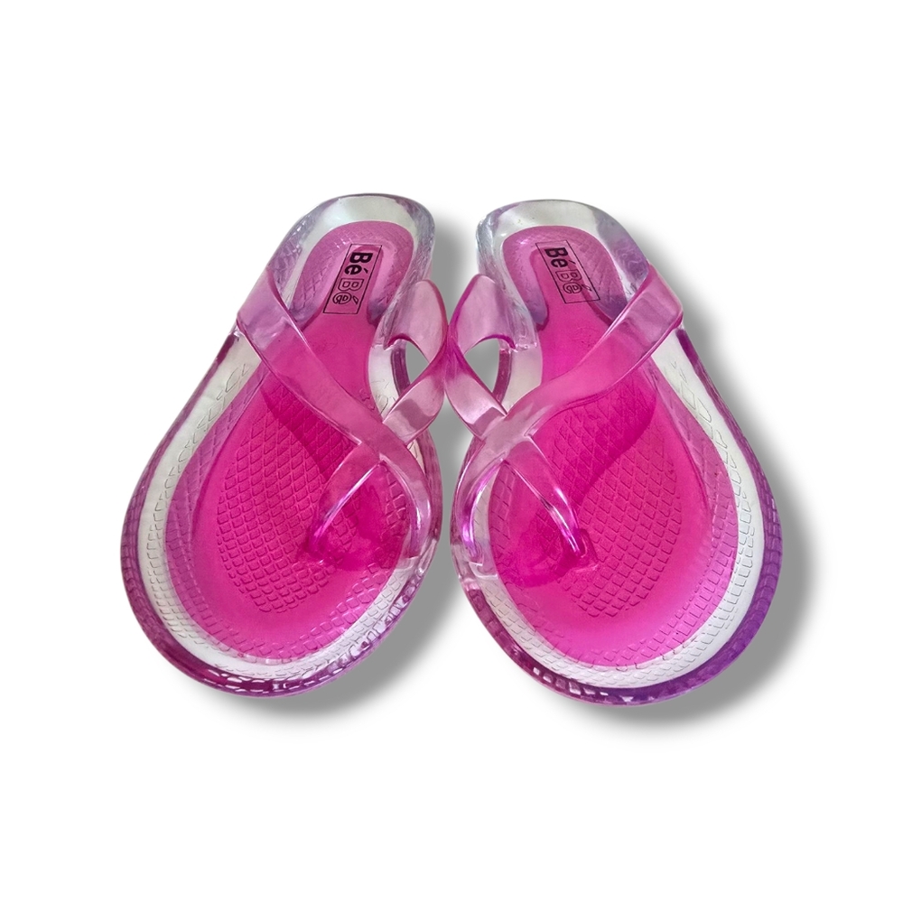 bebe Clear Pink Jelly Flip Flop Sandals - Picture 5 of 16